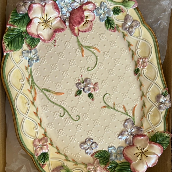 18” Oval Serving Platter Garden Rhapsody - Picture 3 of 7